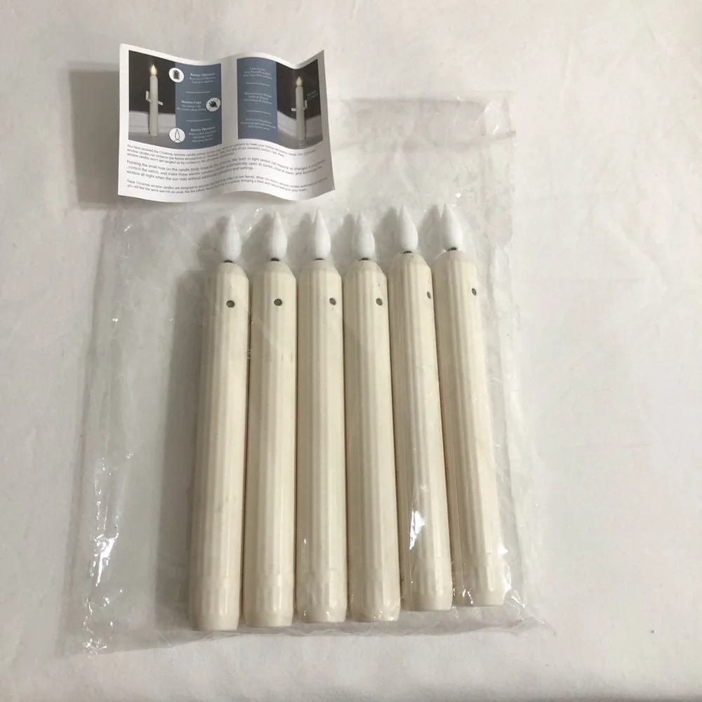 6 PCs Cream Flameless LED Taper Candles.7.1”X 0.78”!